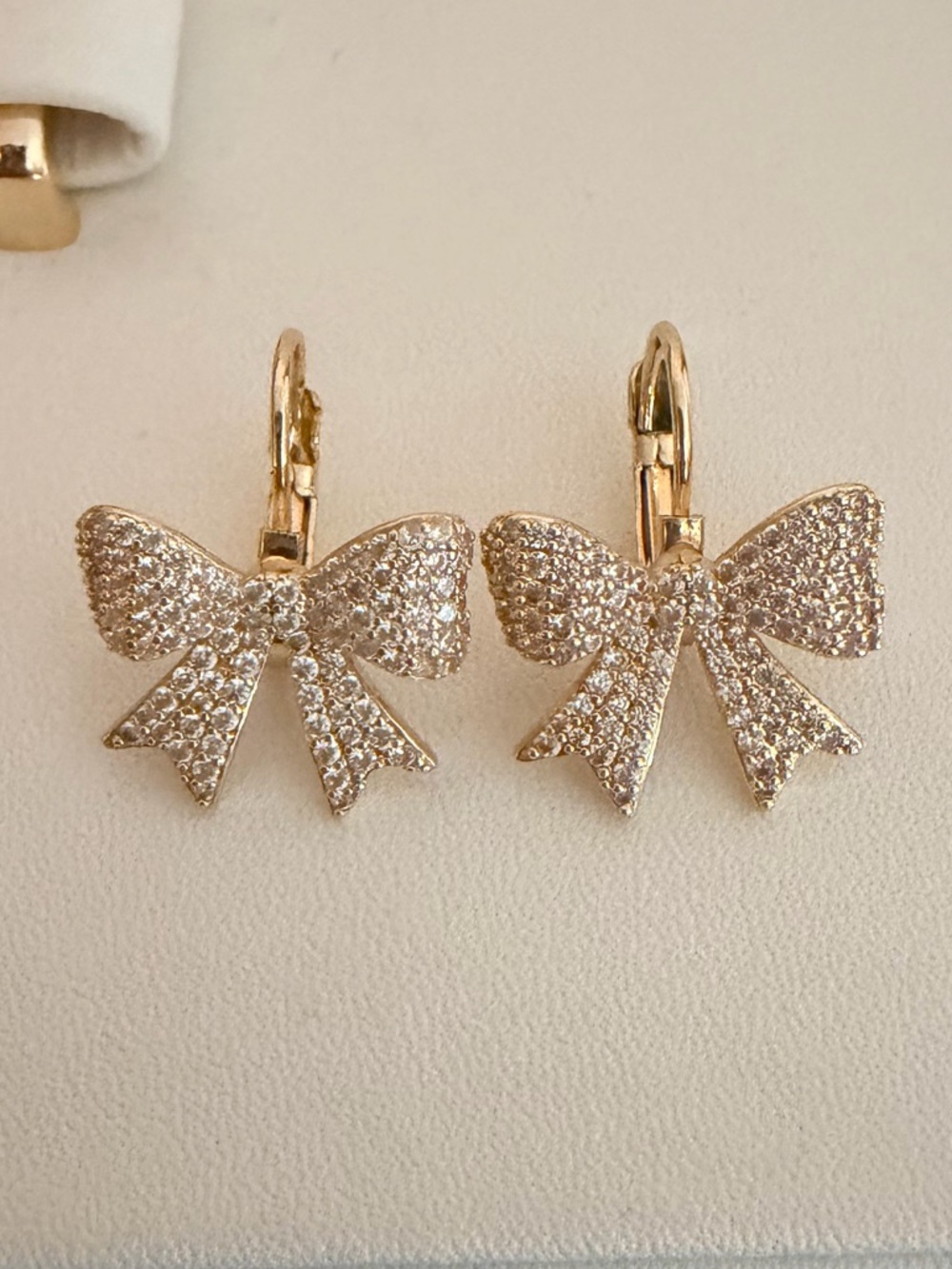 LC Lauren Conrad Gold Bow Pavé Drop Earrings